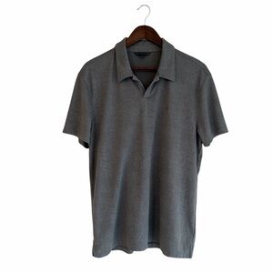 John Varvatos gray pullover polo size large leaf print pullover preppy classic